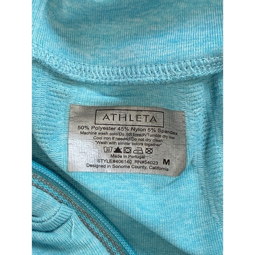 Athleta Fastest Track 1/4 Zip Pullover Blue Space Dye Ruched Medium - Picture 7 of 9